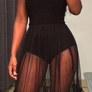 Windsor see through bodysuit attached maxi dress